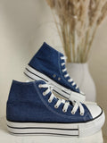 Damen Schuh, hoher Sneaker, Jeans Look, Größe 36-41